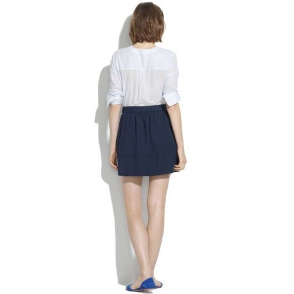 MADEWELL Ponte Swivel Skirt, Navy, Size 6 - Picture 2 of 11